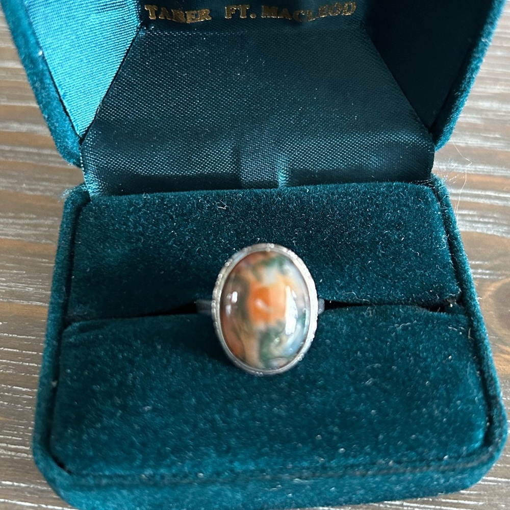 Moss Agate Ring 925 Silver 6.5 - Picture 3 of 9